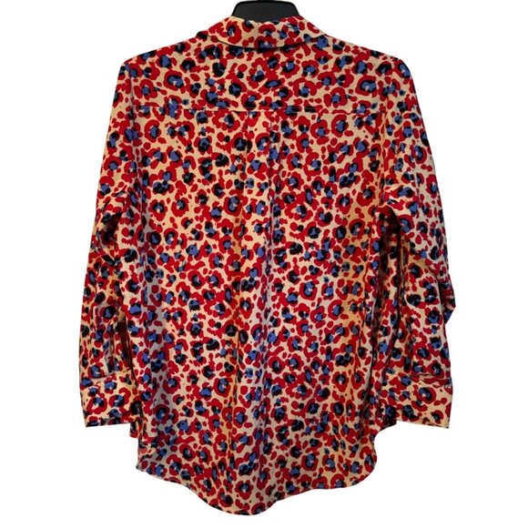 Colorful Madison Curvy 1X Button-Up Blouse In Vibrant Leopard Print top blouse - Picture 6 of 12